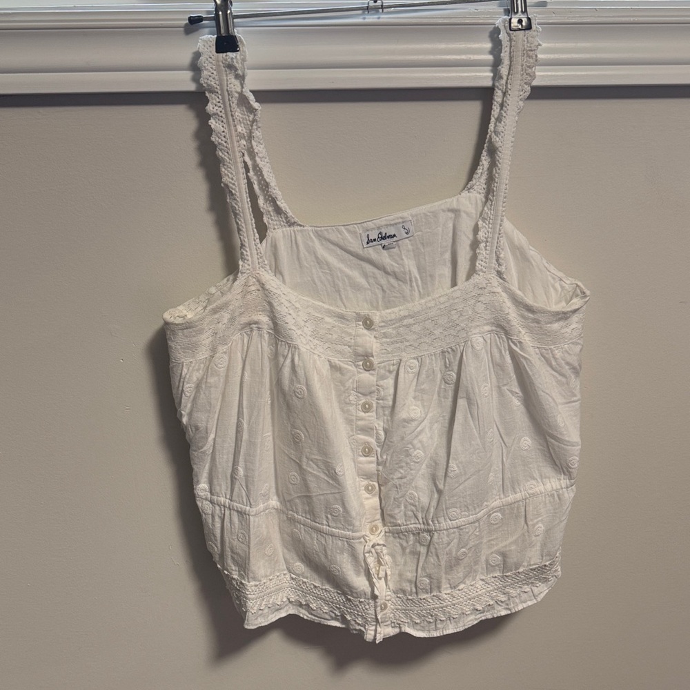 Sam Edelman White Eyelet Button-Front Camisole